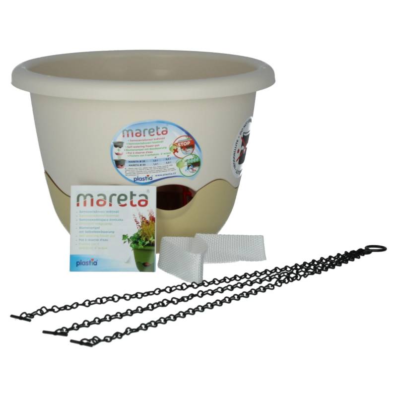 Plastia Blumenampel Mareta 30 Elfenbein weiß Wasserspeicher von Plastia