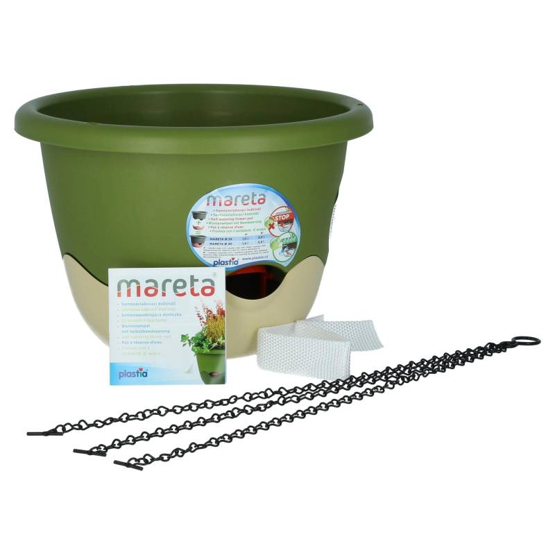 Plastia Blumenampel Mareta 30 Grün Elfenbein Wasserspeicher von Plastia