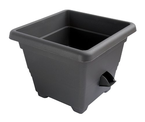 Plastia Pflanztopf Bergamot mit Dochtbewässerung, 30 x 30 cm, Farbe anthrazit Plastia Pflanztopf Bergamot mit Dochtbewässerung, 30 x 30 cm, Farbe anthrazit von Plastia