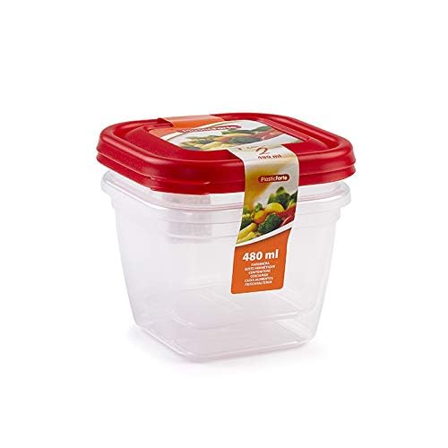 Plastic Forte Set-Essen – 2 Behälter Quadratisch 480 ml – Farben sortiert – Kunststoff 480ML Plastic Forte Set-Essen – 2 Behälter Quadratisch 480 ml – Farben sortiert – Kunststoff 480ML von Plastic Forte
