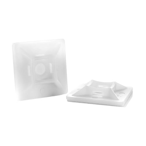 Klebepads aus Kunststoff (Nylon) selbstklebende Halterung mit Öse, Kabel-Clip für Kabelbäume mit Kabelbindern - 12-2,5 - Weiß - 50 Stück - Plastic Hardware Store von Plastic Hardware Store