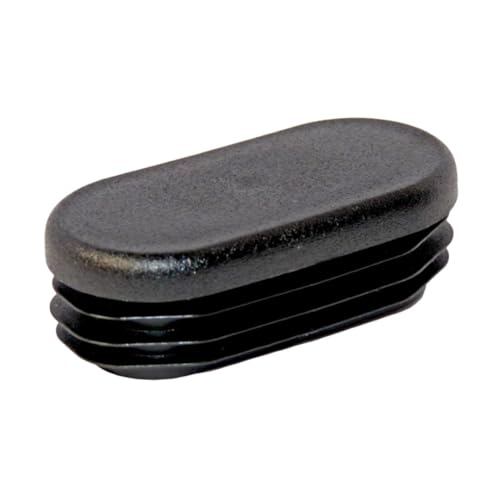 Lamellenstopfen oval aus Kunststoff (Polyethylen), geriffelter Einsatz zum Verschließen von ovalen Rohren, Fuß für Stühle, Hocker, Tische - 50 x 25 cm - Schwarz - 5 Stück - Plastic Hardware Store von Plastic Hardware Store