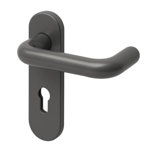 Plastic Hardware Store Farbiger Doppelgriff für Feuerschutztüren, Brandschutztüren aus Nylon und Stahlkern, schwer entflammbar - Dunkelgrau - 1 Stück von Plastic Hardware Store