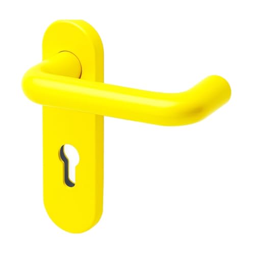 Plastic Hardware Store Farbiger Doppelgriff für Feuerschutztüren, Brandschutztüren aus Nylon und Stahlkern, schwer entflammbar - Gelb - 1 Stück von Plastic Hardware Store