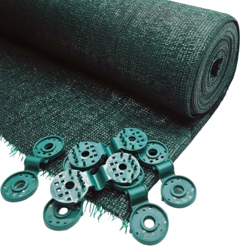 PWS Schattiergewebe 1,4x10m (150g/m²) inkl. Befestigungen Sichtschutz Zaunblende Windschutznetz in Grün, Tennisblende Sportplatzblende Terassenblende Sonnenschutz Balkonensichtschutz von PLASTIC WORLD SOLUTIONS