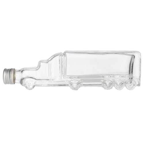 plastic flessenshop 1x Glasflasche 'Truck' - 200 ml - Dekoflaschen, Glasflaschen mit Verschluss - Form: LKW-Glas - Transparente Flasche - Glas - 1 Stück, 1 Stück von Plastic flessenshop