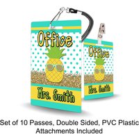 Ananas-Thema Klassenzimmer-Hallenpässe Für Lehrer, Personalisiert, 10Er-Set von PlasticInvitations