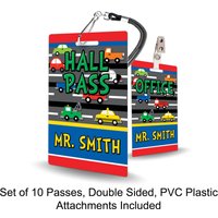 Autos Thema Klassenzimmer Hall Passes Für Lehrer, Personalisiert, 10Er-Set von PlasticInvitations