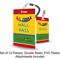Crayon Theme Klassenzimmer Hall Passes Für Lehrer, Personalisiert, 10Er-Set von PlasticInvitations