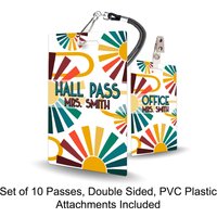 Retro Regenbogen Thema Klassenzimmer Hall Pässe Für Lehrer, Personalisiert, 10Er Set von PlasticInvitations