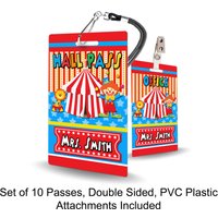 Zirkus Karneval Thema Klassenzimmer Hall Pässe Für Lehrer, Personalisiert, 10Er Set von PlasticInvitations