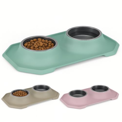 Doppelnapf für Katzen und Hunde, Futternäpfe für Hunde und Katzen, hergestellt in Spanien aus 100 % recycelten Materialien, für Wasser und Futter – 500 ml pro Teller – kleine oder mittelgroße von Plastiken