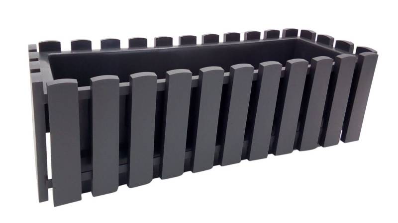 Plastkon Pflanzkübel Blumenkasten 46,5cm Balkonkasten Landhaus Lattenzaun Holzoptik von Plastkon