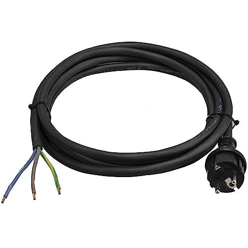 Anschlussleitung Zuleitung Gummi mit Konturenstecker H07RN-F 3-polig 3x1,5mm2 Gummikabel Schwarz 3G1,5 Stromkabel Baustellenkabel Verbindungskabel Ölbeständig IP44 (5,0 Meter) von Plastrol