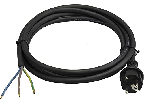 Anschlussleitung Zuleitung Gummi mit Konturenstecker H07RN-F 3-polig 3x2,5mm2 Gummikabel Schwarz 3G2,5 Stromkabel Baustellenkabel Verbindungskabel Ölbeständig IP44 (10,0 Meter) von Plastrol