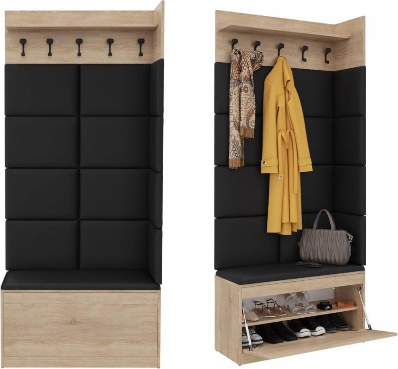 Platan Room Garderoben-Set, (Schuhschrank / Wandregal / Wandpaneele, 3-tlg), Holz Eiche Weiß von Platan Room
