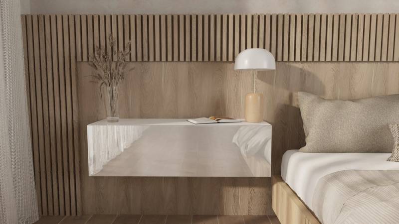 Platan Room Nachtkommode (2 er Set), Wandregal Nachtschrank 2 x 105 cm Hochglanz oder Matt von Platan Room