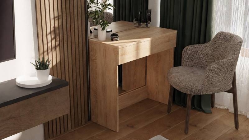 Platan Room Schminktisch Schminktisch Kosmetiktisch mit Schublade Frisierkommode 80x35x77 cm von Platan Room