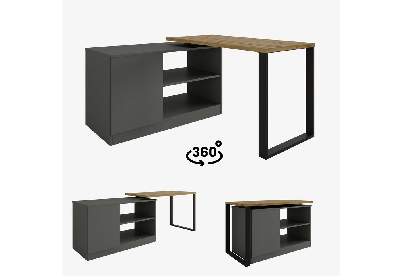 Platan Room Schreibtisch Drehbarer Eckschreibtisch Rio 3-in-1 Kommode Tisch Platan Room Schreibtisch Drehbarer Eckschreibtisch Rio 3-in-1 Kommode Tisch von Platan Room
