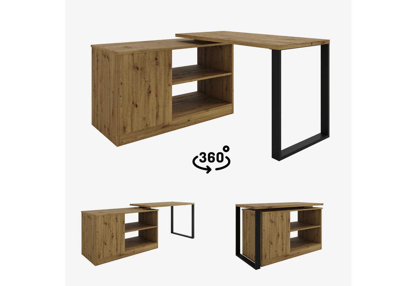 Platan Room Schreibtisch Drehbarer Eckschreibtisch Rio 3-in-1 Kommode Tisch Platan Room Schreibtisch Drehbarer Eckschreibtisch Rio 3-in-1 Kommode Tisch von Platan Room