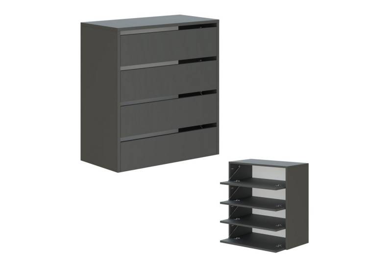 Platan Room Schuhschrank Toledo Schuhkommode Schuhregal 80 cm breit Flurschrank mit 2/4 Ablagen bis zu 16 Paar von Platan Room