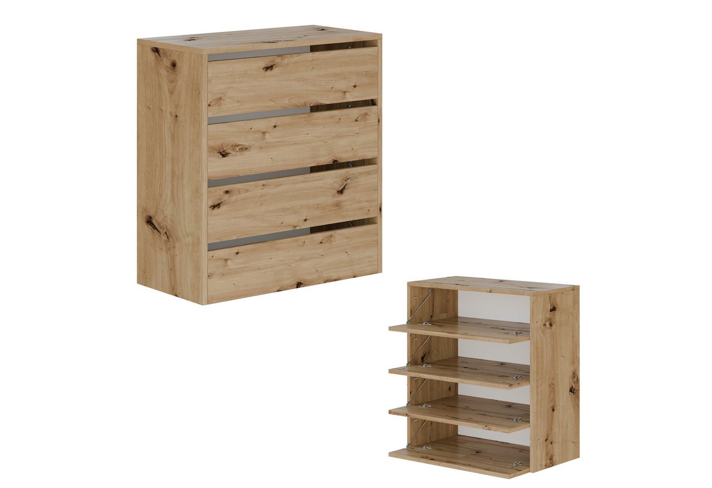 Platan Room Schuhschrank Toledo Schuhkommode Schuhregal 80 cm breit Flurschrank mit 2/4 Ablagen bis zu 16 Paar von Platan Room