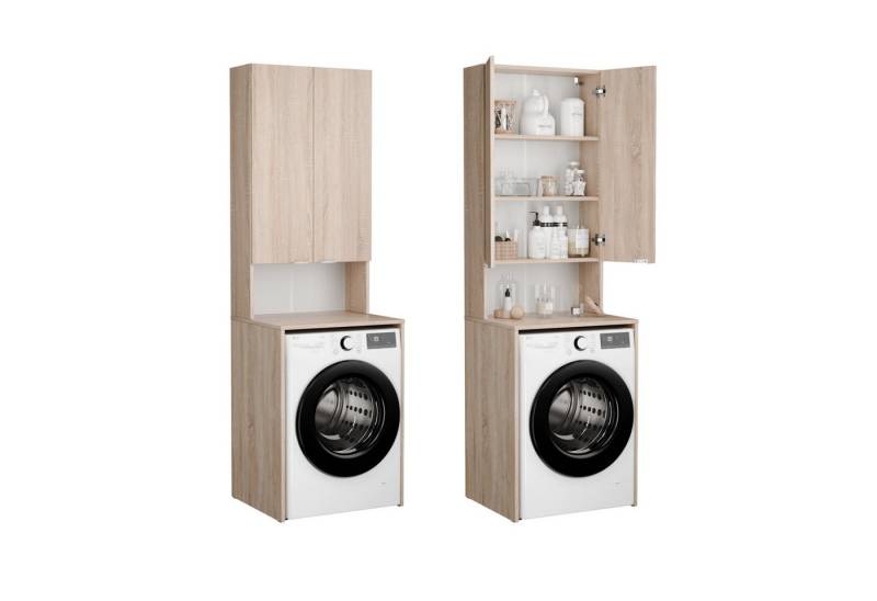 Platan Room Waschmaschinenumbauschrank Badschrank LORA Waschmaschinenschrank Badezimmer Hochschrank 210 x 65 x 50 cm von Platan Room