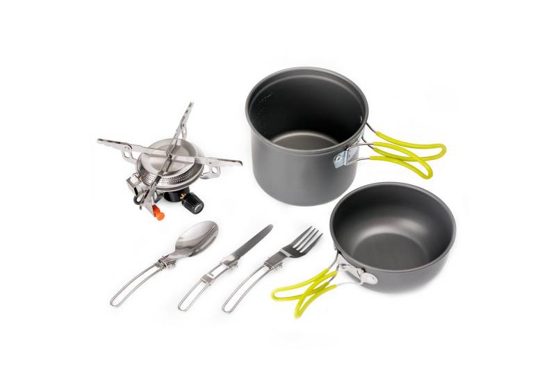 Platinet Kochbesteck-Set Outdoor Camping Kochset mit Besteck und Kochpot Kochgeschirr Set (Set, 6-tlg) von Platinet