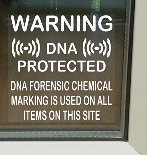 6 x DNA Artikel Markieren geschützt Aufkleber für windows-security ACHTUNG Schilder für items-self selbstklebendem Vinyl Schild 100mm x 100mm von Platinum Place