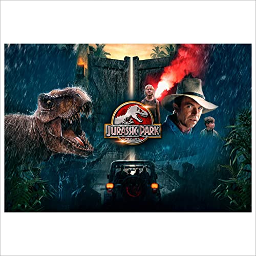 Jurassic Park Filmcollage Blechschild Metall Aluminium Schild Wandkunst Türschild Film Zimmer Man Cave fast A4 Größe 280 x 190 mm von Platinum Place