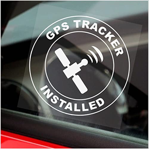 Platinum Place 1 x Aufkleber GPS Tracker installiertes Schild Auto Warnung Fenster Van Tracking Sicherheitsgerät Fahrzeugschutz selbstklebend innen rund weiß auf klar 100x100mm von Platinum Place