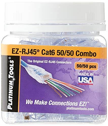 Platinum Tools Platinum 202016J EZ-RJ45 Cat 6 Connector and Strain Relief Combo Kit, 50-Pieces by Platinum Tools Platinum 202016J EZ-RJ45 Cat 6 Connector and Strain Relief Combo Kit, 50-Pieces by von Platinum Tools