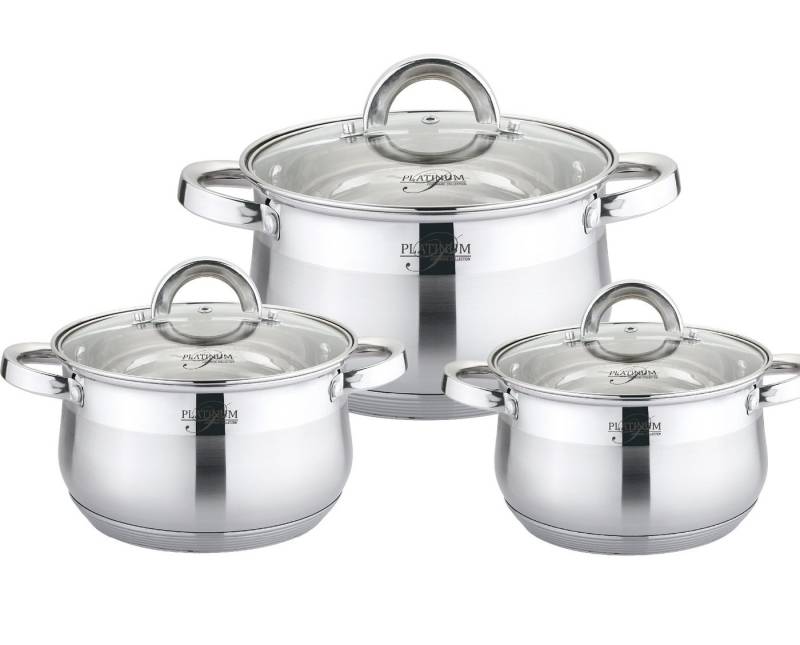 Platinum Kochtopf 6 tlg 18/10 Edelstahl Kochgeschirr Induktion 20/18/16cm Universalkochs, (6-tlg) von Platinum