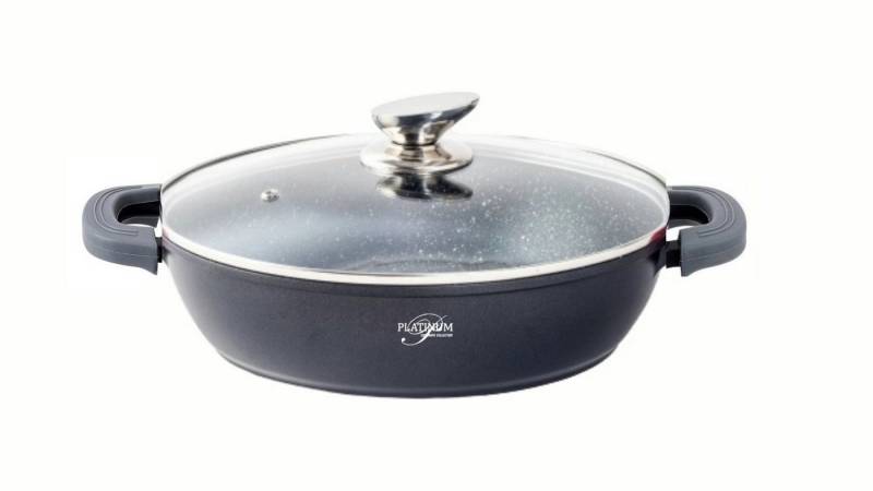 *Platinum Kochtopf Servierpfanne Schmorpfanne Kochtopf mit Deckel Induktion 24cm Aluguss von *Platinum