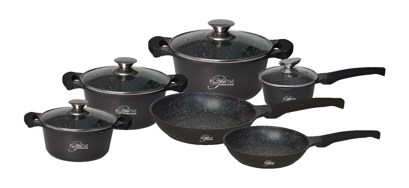 Platinum Topf-Set Kochtopf Topf Pfannen Set Kochgeschirr 10-tlg Alu-Guss Platinum, Aluminium-Guss, Glas (Koch-Set bestehend aus 10 Teilen) von Platinum