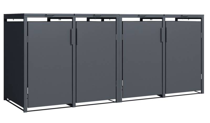 Plats Outdoor solution Mülltonnenbox 4-er Mülltonnenbox, 264×80×116 cm, Stahl, anthrazit (Set, 4 St), Stahlbox für vier Mülltonnen à 120 l/240 l, anthrazit von Plats Outdoor solution
