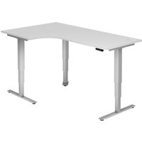 Hammerbacher Sitz-Steh-Winkeltisch el.200x120cm 90°Weiß von Hammerbacher