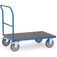 fetra® Plattformwagen mit Schiebebügel, rutschsichere Ladefläche BxT 500 x 850 mm, brillantblau von fetra®