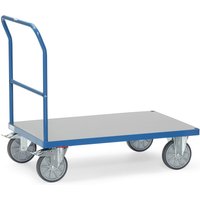 fetra® Plattformwagen mit Schiebebügel, witterungsfeste Ladefläche BxT 500 x 850 mm, brillantblau von fetra®