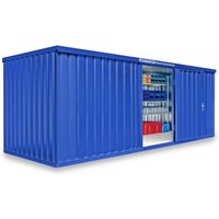 Materialcontainer Einzelmodul, HxBxT 2.150 x 6.080 x 2.170 mm, montiert, Holzfußboden, lackiert, enzianblau von Jungheinrich PROFISHOP
