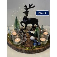 Blauer Adventskranz Auf Baumscheibeweihnachtliche Tischdekoration Mit Teelichtern Und Ledwintergesteck Blauer Adventskranz Auf Baumscheibeweihnachtliche Tischdekoration Mit Teelichtern Und Ledwintergesteck von PlatzDerSchoenenDing