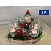 Roter Adventskranz Auf Baumscheibeweihnachtliche Tischdekoration Mit Teelichtern Und Ledwintergesteck Roter Adventskranz Auf Baumscheibeweihnachtliche Tischdekoration Mit Teelichtern Und Ledwintergesteck von PlatzDerSchoenenDing