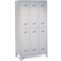 PAVOY Kleiderspind mit Sockel + Drehriegelverschluss, 2-stöckig, 6 Fächer, HxBxT 1.850 x 900 x 500 mm, feuerrot, lichtgrau PAVOY Kleiderspind mit Sockel + Drehriegelverschluss, 2-stöckig, 6 Fächer, HxBxT 1.850 x 900 x 500 mm, feuerrot, lichtgrau von Pavoy