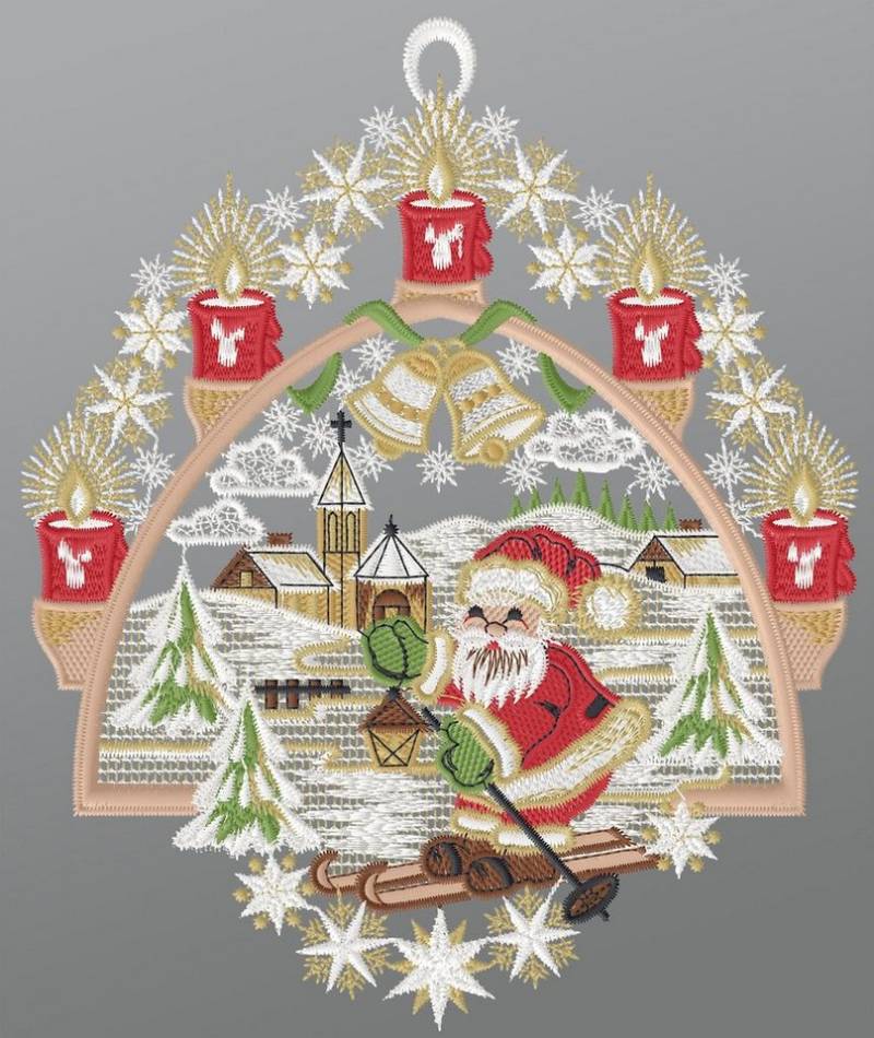 Plauener Spitze® Fensterbild Weihnachtlicher Schwibbogen, HxB 24x21cm von Plauener Spitze®