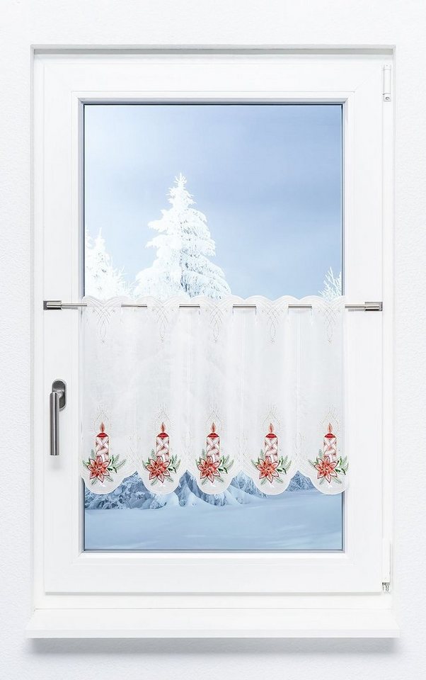 Scheibengardine Adventslicht, Plauener Spitze®, (1 St), transparent, HxB 42x48cm von Plauener Spitze®