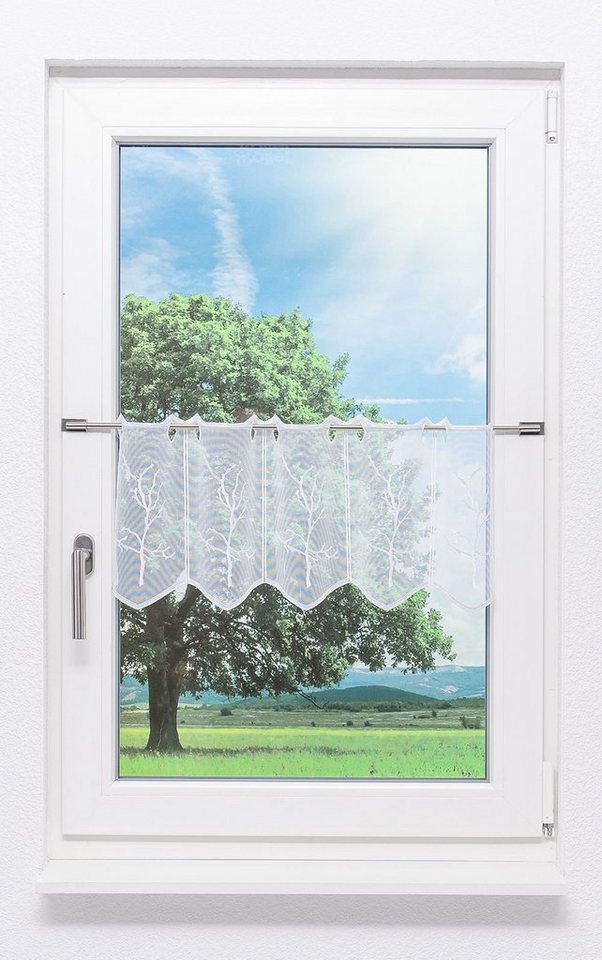 Scheibengardine Baum, Plauener Spitze®, (1 St), transparent, HxB 29x48.6cm von Plauener Spitze®