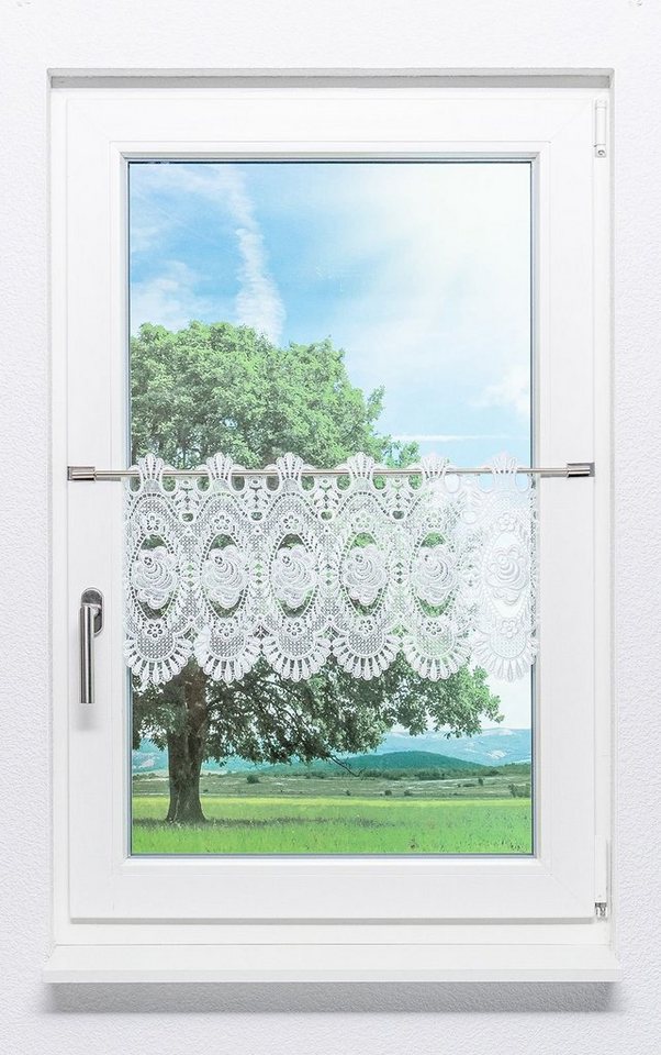 Scheibengardine Blumenspitze, Plauener Spitze®, (1 St), transparent, HxB 32x42cm von Plauener Spitze®