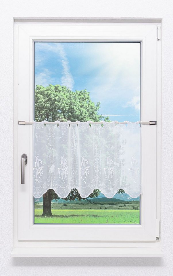 Plauener Spitze® Scheibengardine Exotisch, (1 St), transparent, HxB 40x48cm von Plauener Spitze®