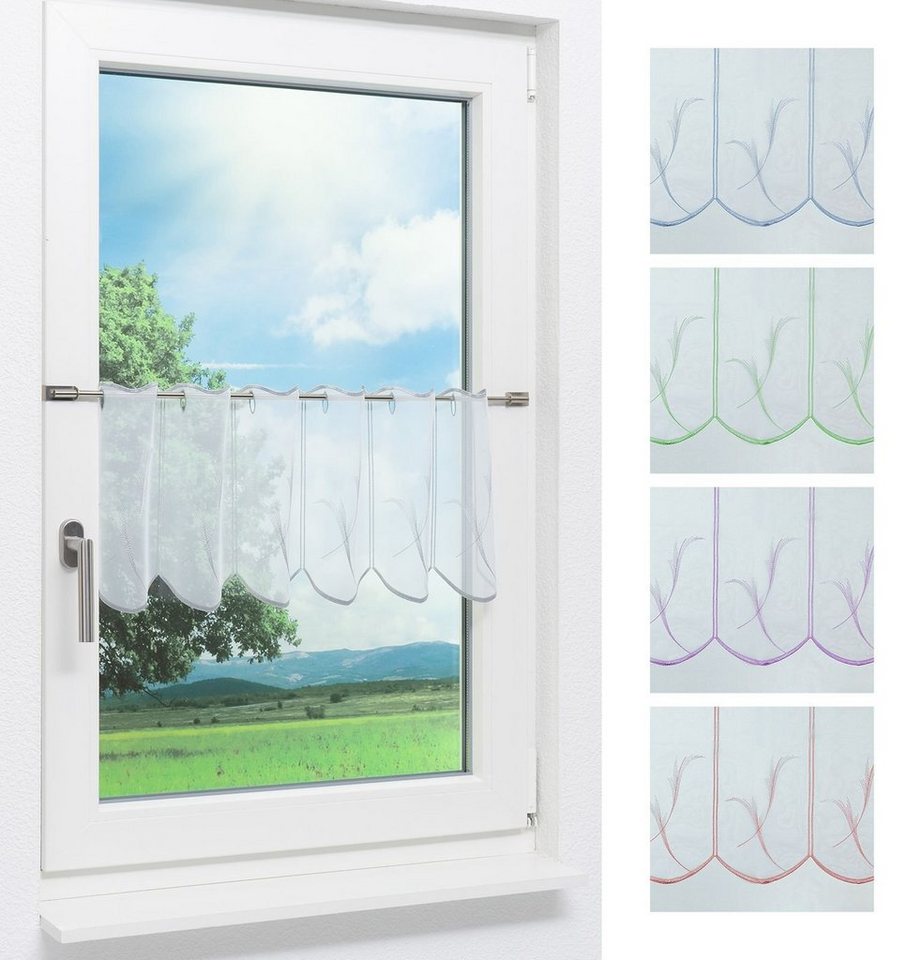 Scheibengardine Federn, Plauener Spitze®, (1 St), transparent, HxB 32x48.6cm von Plauener Spitze®