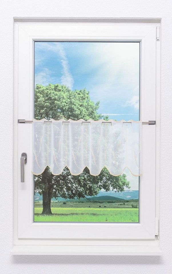 Scheibengardine Federn, Plauener Spitze®, (1 St), transparent, HxB 32x48.6cm von Plauener Spitze®